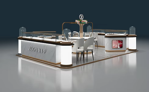 High-end jewelry display cabinet in modern shopping mall 3d model