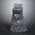 Silver Sleeveless Dress With Layered Ruffled Design And Bow Decoration