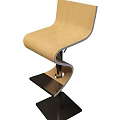 Tech Exhibition Hall Featuring Modern Wooden Spiral Design Chair With Metal Base