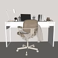 Modern Desk Chair Desk Chair Combination Study Desk Computer Desk Lamp Computer Chair 3d model