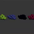 Bright Colorful Grapes Green Blue Purple Pink Bunches on Dark Background