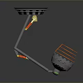 Innovative Robotic Creature With Circular Platform Metallic Spring Arm And Orange Grid Sphere