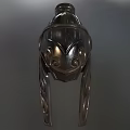 Ornate Decorative Helmet With Intricate Carvings Metallic Finish And Detailed Patterns