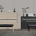 Stylish Home Interior With White Acoustic And Black Digital Piano Musical Instruments