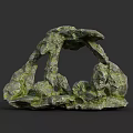 Natural Stone Garden Ornament With Mossy Surface And Decorative Holes Design