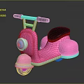 Pink Children's Toy Scooter With Black Seat Blue Headlight And Handlebar