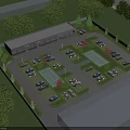 Well Designed Parking Lot With Central Landscaped Areas Trees Parking Spaces And Cars