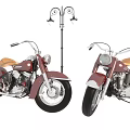 Motorcycle Motor Vehicle Motor Vehicle Motorcycle Street Light Scene Red Motorcycle Modern Motorcycle Harley Motorcycle 3d model