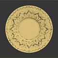 Golden Decorative Cup With Intricate Patterns On Matching Saucer For Home Use