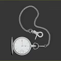 Elegant Vintage Silver Open Pocket Watch With Chain And Classic Dial