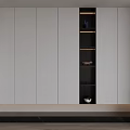 Modern Sleek Shoe Cabinet Interior Design With White Panels Black Open Shelves And LED Lighting