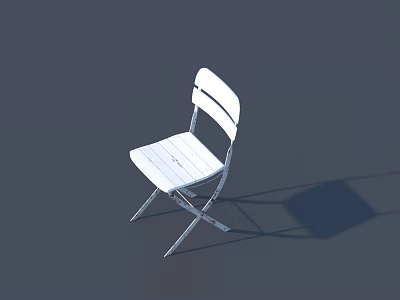 White Folding Leisure Chair With Metal Frame And Simple Design 3d model