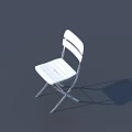 White Folding Leisure Chair With Metal Frame And Simple Design 3d model