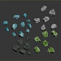 Natural Wood and Colorful Stone Pieces with Blue White Gray Green Color Variations