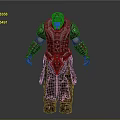 Armored Warrior Character With Creature Inspired Red Black Intricate Armor Design