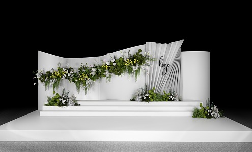 Modern White Green Wedding 3d model