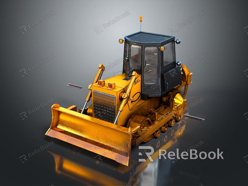 bulldozer low mode bulldozer pixel bulldozer voxel bulldozer crawler bulldozer hydraulic crawler bulldozer model