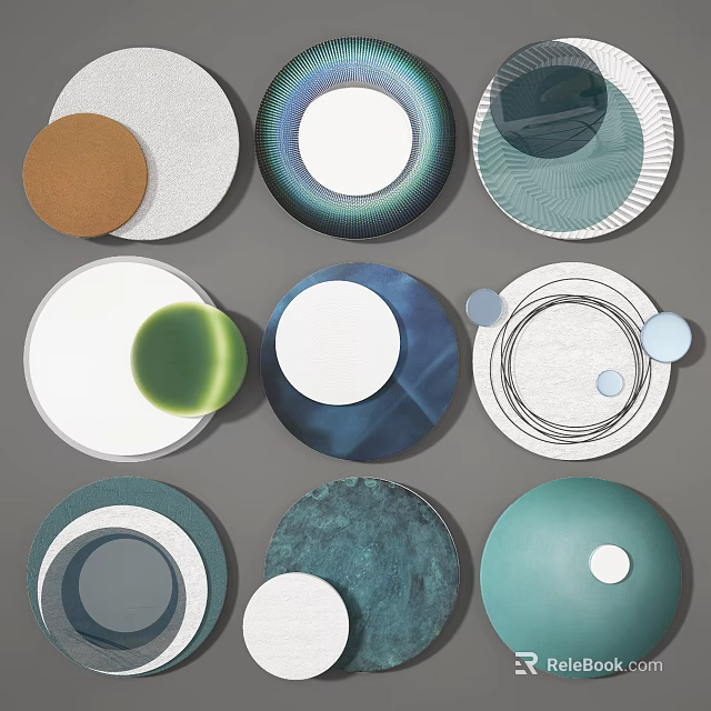 Modern Circular Wall Decor With Various Multicolor Textures And Abstract Patterns 3d model