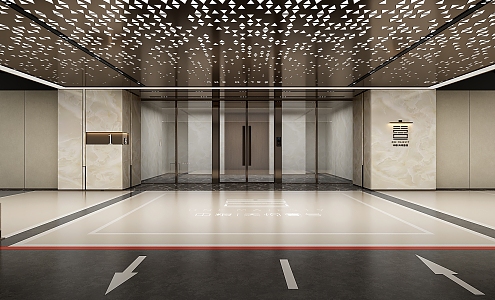 Underground Parking Lot Light Hall Garage Door Hall 3d model