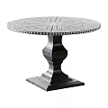 Elegant Round Dining Table With Intricate Radiant Pattern And Black Pedestal Base 3d model