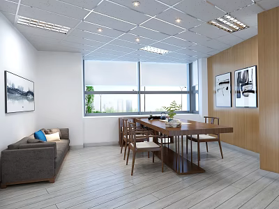 New Chinese office gray floor tea table conference room grille lamp 3d model