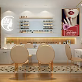 Modern Beauty Hair Salon Interior Design With Product Shelves Styling Tables And Chairs