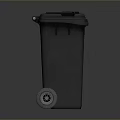 Gray Durable Trash Bin With Lid And Wheels For Home And Office Use 3d model