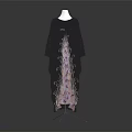 Stylish Black Robe With Pink And White Intricate Pattern On Mannequin