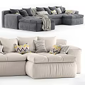 Modern fabric stitching multi-person sofa pillow towel 3d model