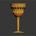 Elegant Golden Goblet With Red And Green Decorative Elements For Daily Use