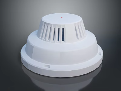 White Smoke Detector Featuring Red Indicator Light And Circular Design Structure 3d model