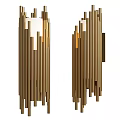 Modern Gold Wall Lamps With Thin Vertical Metal Strips For Interior Decor 3d model