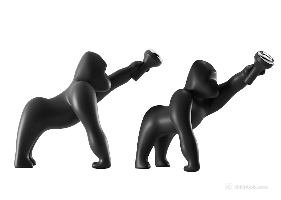 Modern Black Gorilla-shaped Floor Lamps Unique Design for Home Decor 3d model 