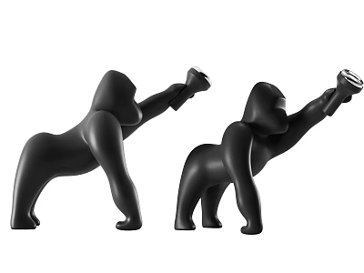 Modern Black Gorilla-shaped Floor Lamps Unique Design for Home Decor 3d model