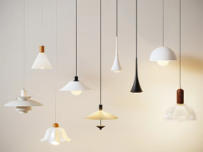 Modern chandeliers and bedside lamps 3d model