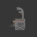 Classical Architectural Platform Model With Arched Supports Staircase Railing And Decorative Candelabra