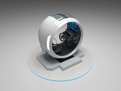 Interactive Zone Featuring Futuristic Spherical Device Transparent Shell And Blue Illuminated Base 3d model