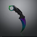 Tactical Karambit Knife With Colorful Blade Black Handle And Ring Guard