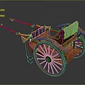 Retro rickshaw ancient frame car rickshaw frame car 3d model