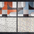 Square Rugs with Various Geometric Patterns Colorful Dots and Black Dot Designs 3d model
