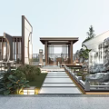 Decorative Rockery Stones In Traditional Chinese Courtyard With Lush Plants And Pathway