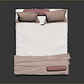 Simple Modern Black Metal Bed With White Mattress Pink Pillows Sheets And Bolster