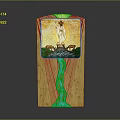 Hand Carved Wooden Sculpture Featuring Central Figure Animals And Flowing Water Design