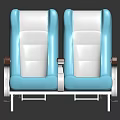 Blue And White Double Seats With Padded Upholstery And Wooden Armrests Design