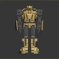Yellow And Gray Robot Toy With Glowing Blue Parts And Mechanical Structure