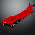 Red Lowboy Trailer With Long Body Multiple Wheels And Shiny Surface 3d model