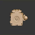 Golden Metallic Mechanical Component Precision Engineered With Gear Housing And Connections 3d model