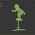 Bronze Child Statue With Metal Base And Three Supporting Feet On Dark Background