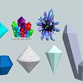 Colorful Crystal Decorative Ornament Set With Various Geometric Shapes And Vibrant Hues