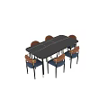 Modern Dining Table And Chairs Set With Blue Orange Seats And Gold Metal Legs